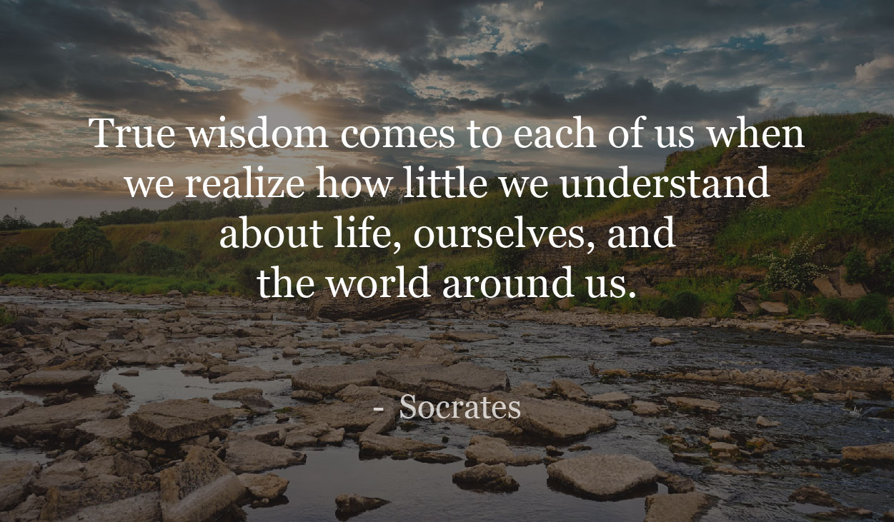 True wisdom comes to each of us when we realize how little we understand about life, ourselves, and the world around us. - Socrates