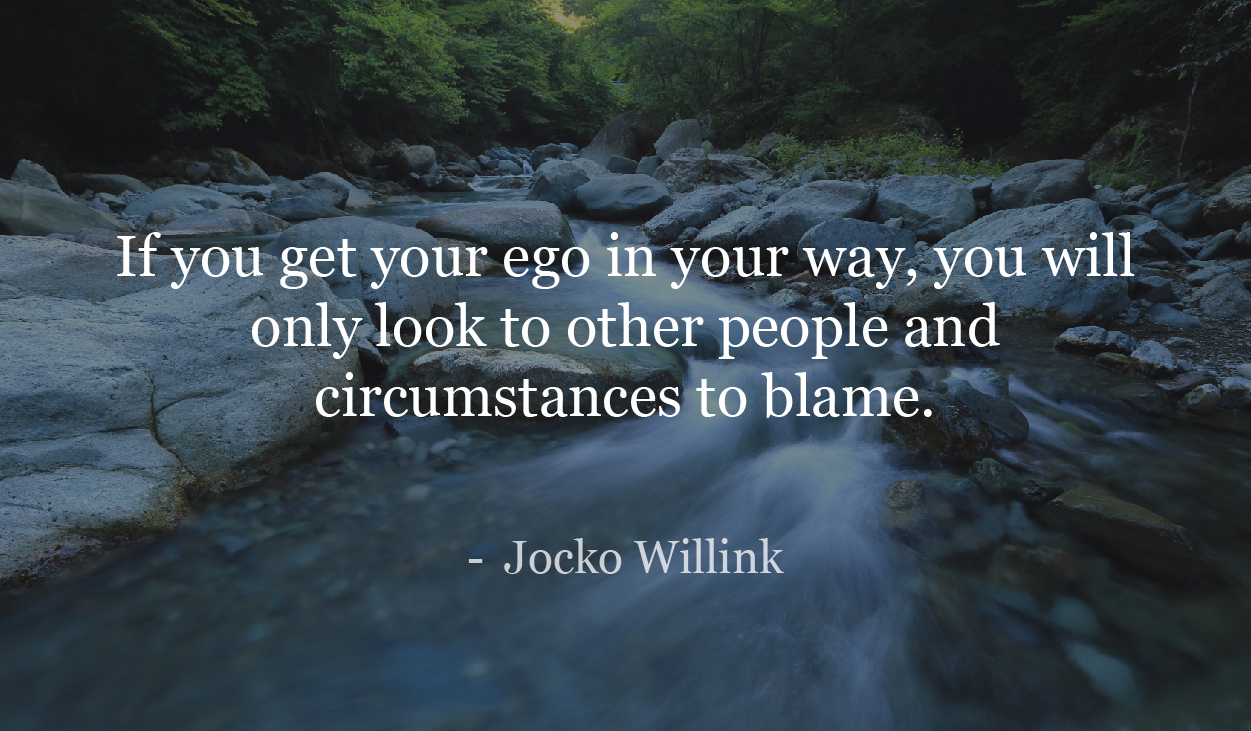 If you get your ego in your way, you will only look to other people and circumstances to blame. - Jocko Willink