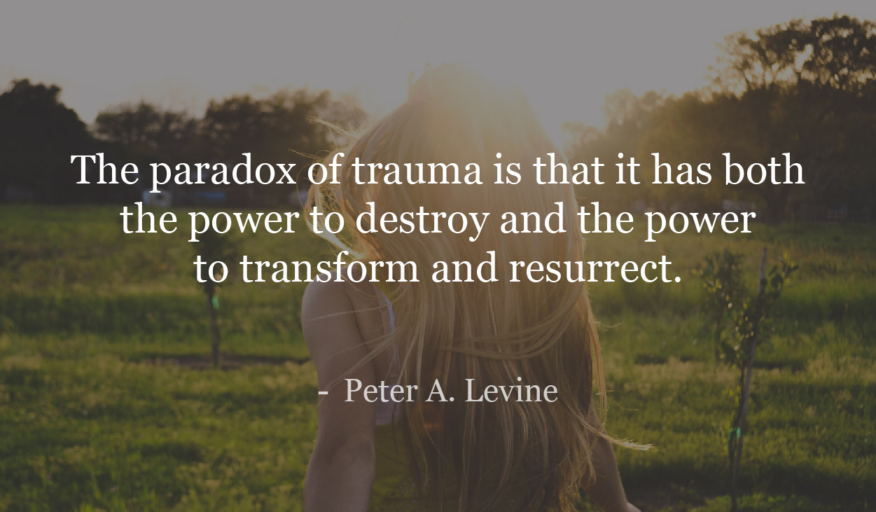 The paradox of trauma is that it has both the power to destroy and the power to transform and resurrect. - Peter Levine